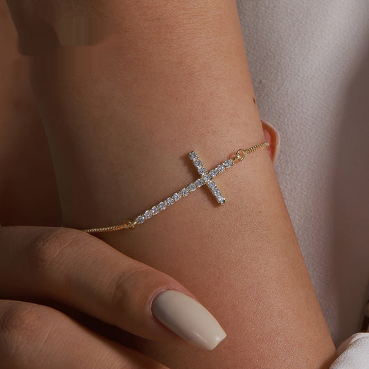 European And American Zircon Cross Bracelet