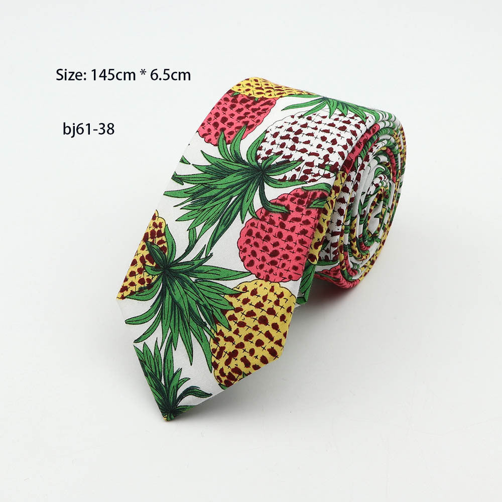 Casual Men'S 7Cm Printed Tie, Pineapple Flower Tie,