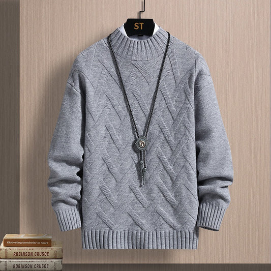 Autumn Middle-collar Long Sleeve Jacquard Pullover