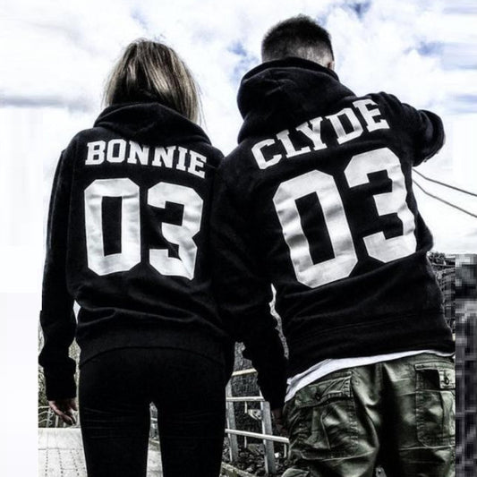 BONNIE03 Women-CLYDE03 Men's Hooded Sweater Couple