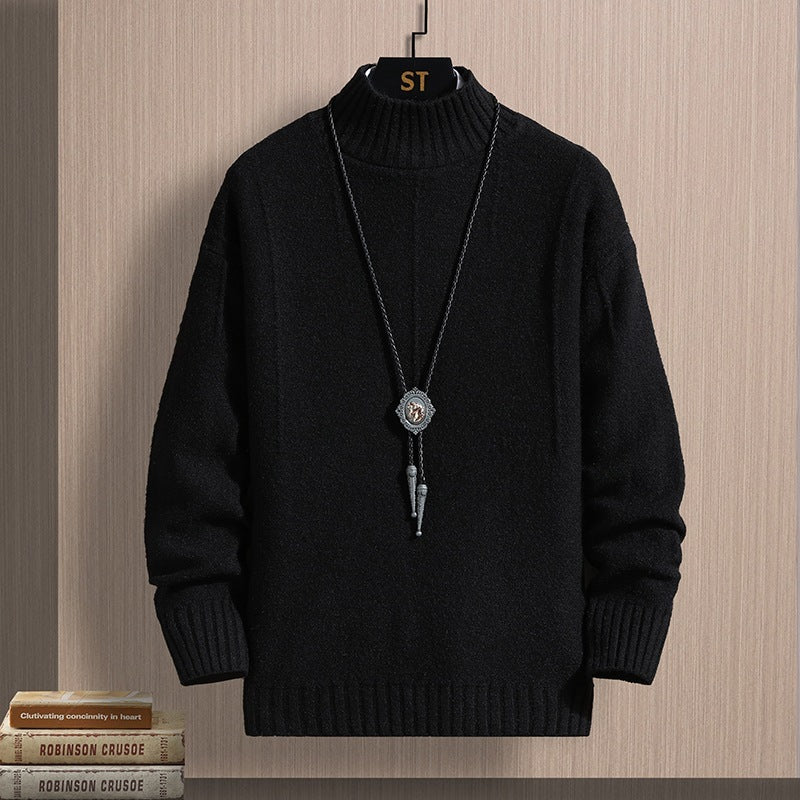 Autumn Middle-collar Long Sleeve Jacquard Pullover