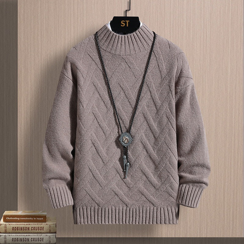 Autumn Middle-collar Long Sleeve Jacquard Pullover