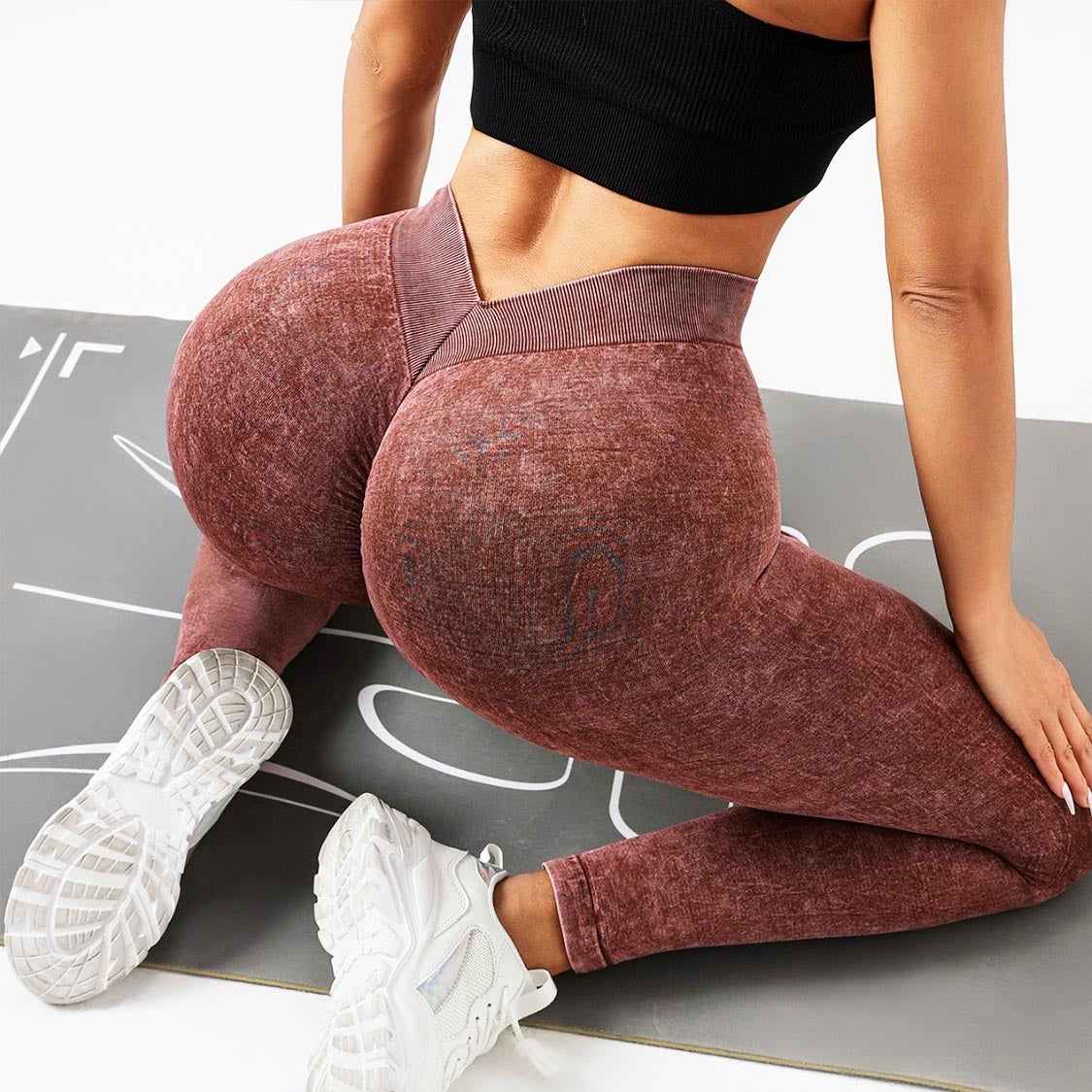 5 Pack V-Back Scrunch Butt Workout Leggings, Women Seamless Gym Yoga Leggings High Waist Active Yoga Pants, Yoga Leggings High Waist Active Yoga Pants