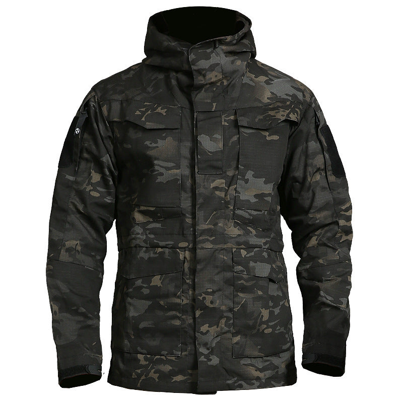 Men's Windproof Mid-length Trench Coat Camouflage Training Jacket