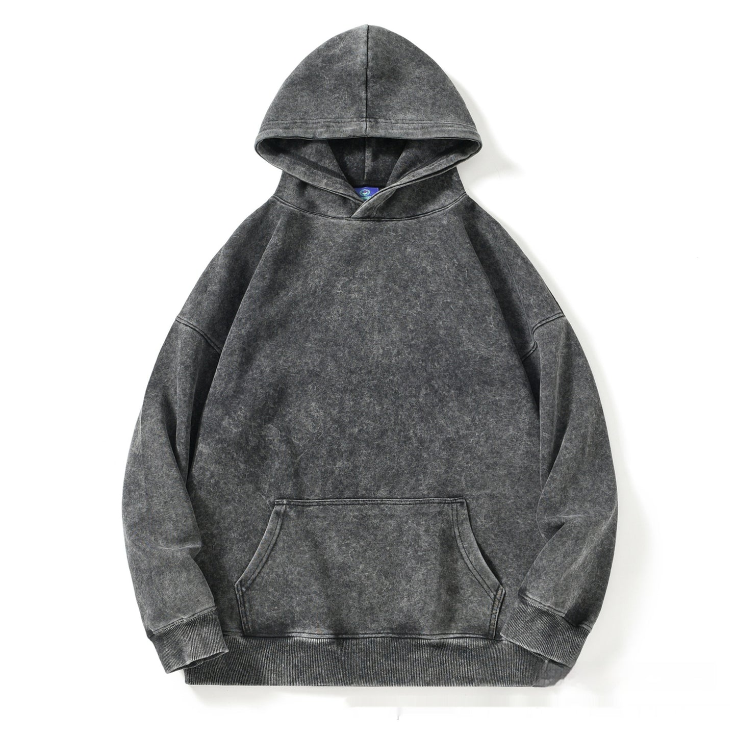 Waxed Washed Distressed Hooded Round Neck Sweater