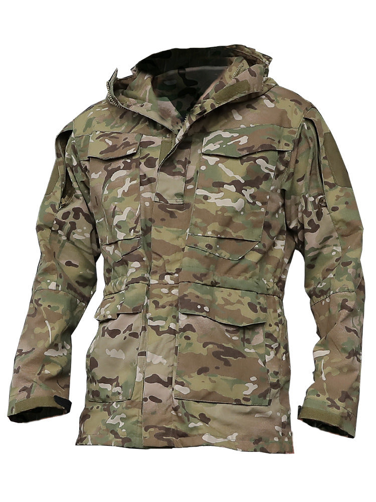 Men's Windproof Mid-length Trench Coat Camouflage Training Jacket