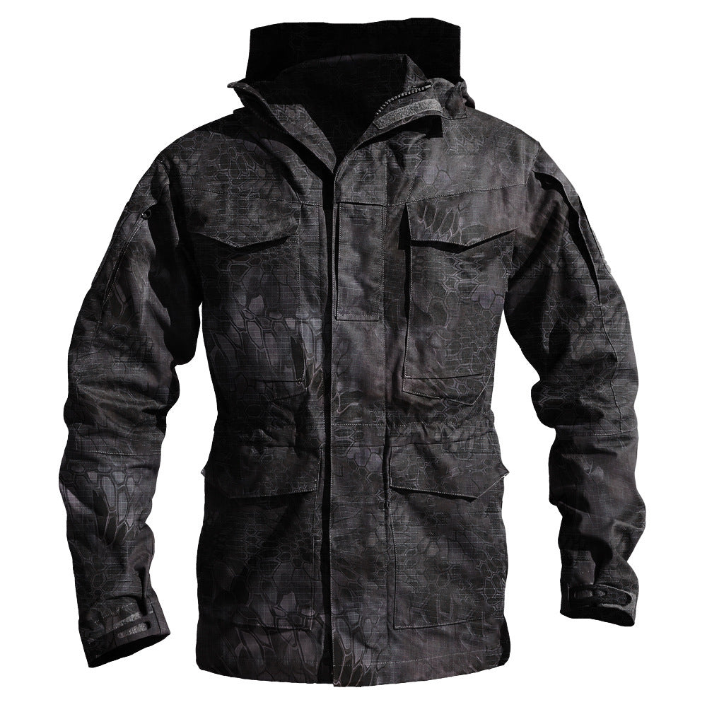 Men's Windproof Mid-length Trench Coat Camouflage Training Jacket